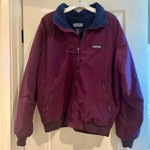 Men’s Lands' End Plum Jacket with Navy Fleece Lining